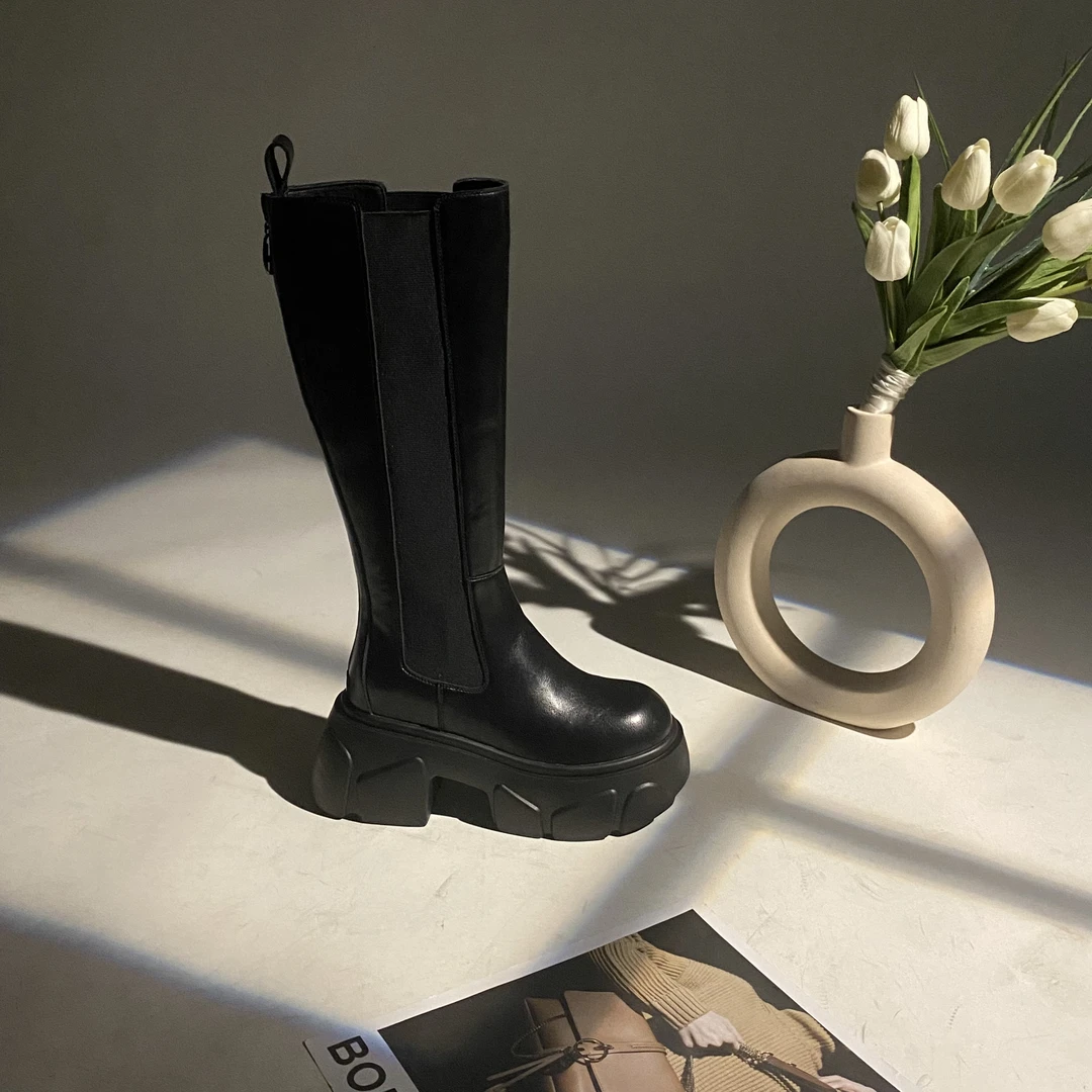 9224-1增高9CM2023年秋冬新款保暖休闲百搭厚底内增高马丁靴女靴