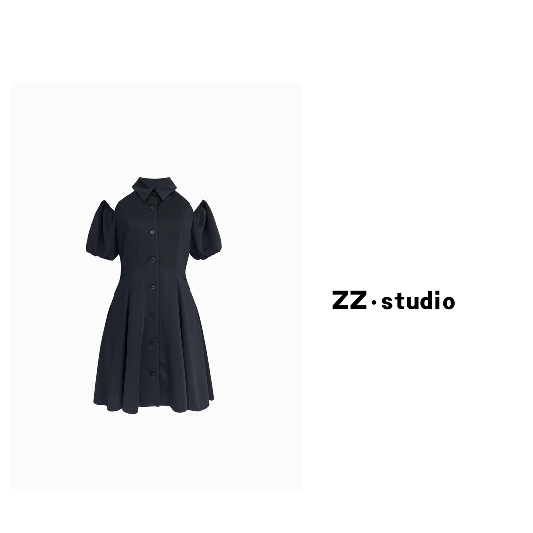 一口苏达掐腰A字 夏季显瘦气质显腰身露肩显瘦复古连衣裙A90