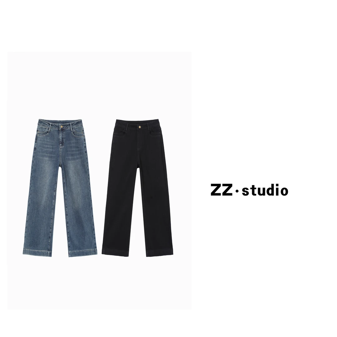 一口苏达 冬季法棍 2024冬季款百搭显腿直腿显瘦细磨毛牛仔裤