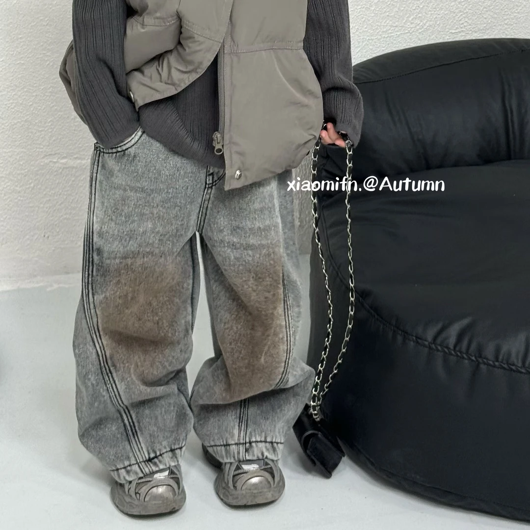 现货~牛仔长裤韩版男童2024秋冬款时尚儿童洋气童装痞帅百搭B1599