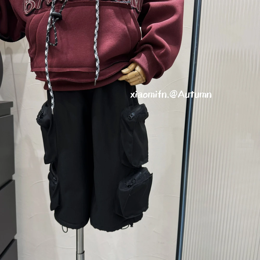 现货~韩版工装裤男童2024秋冬潮牌加绒靴裤休闲卫裤帅气童装T720