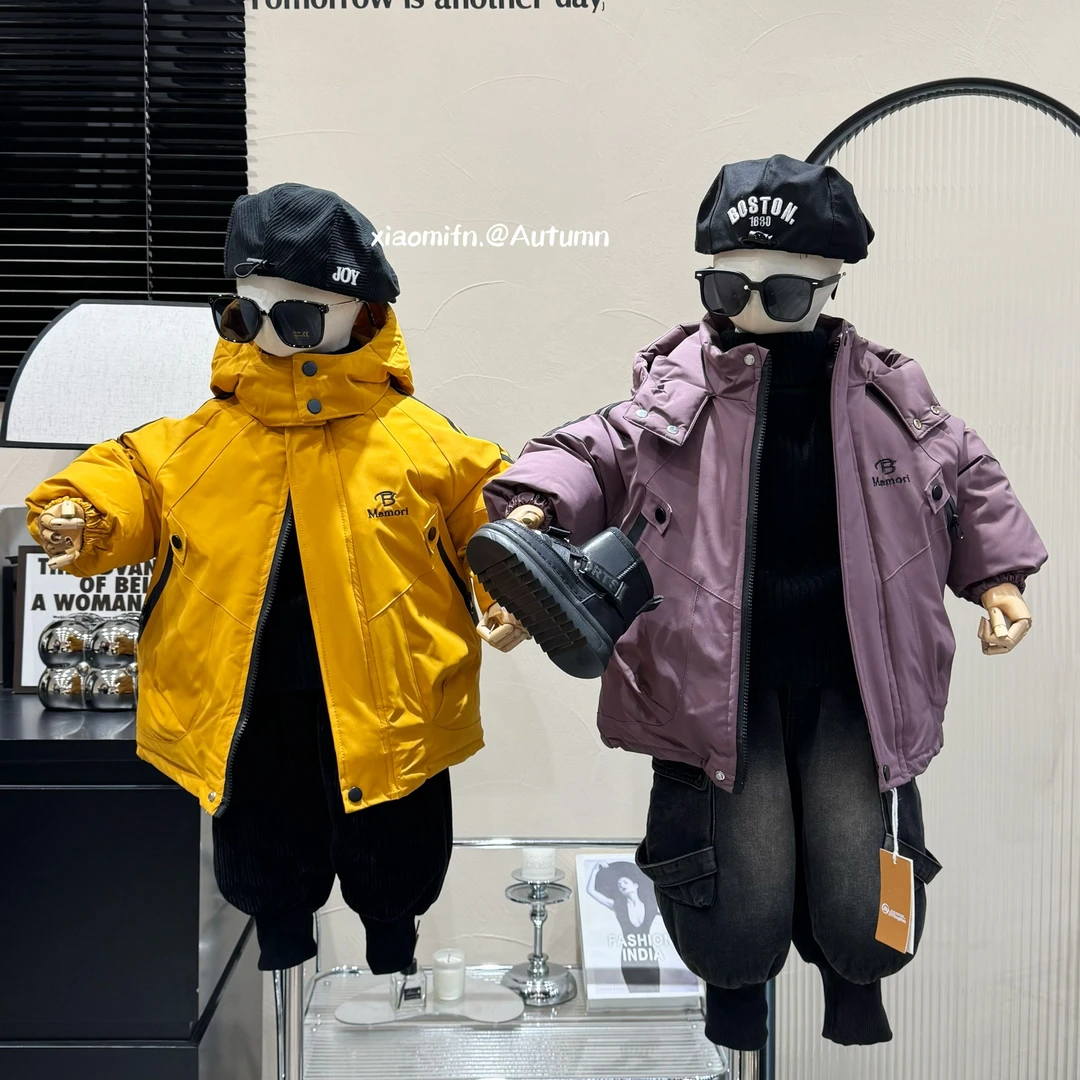 现货〃韩版男童连帽棉服外套2024秋冬款加绒儿童洋气童装时尚88w33