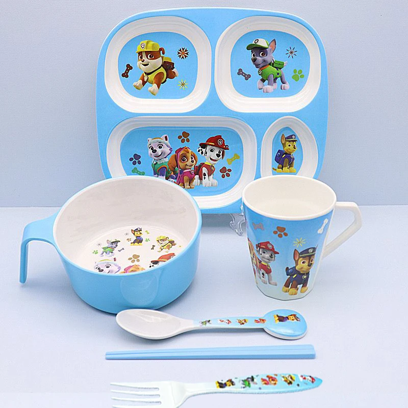 最新款汪队儿童餐具学生吃饭碗幼儿园家用小孩防烫耐摔分格盘杯子