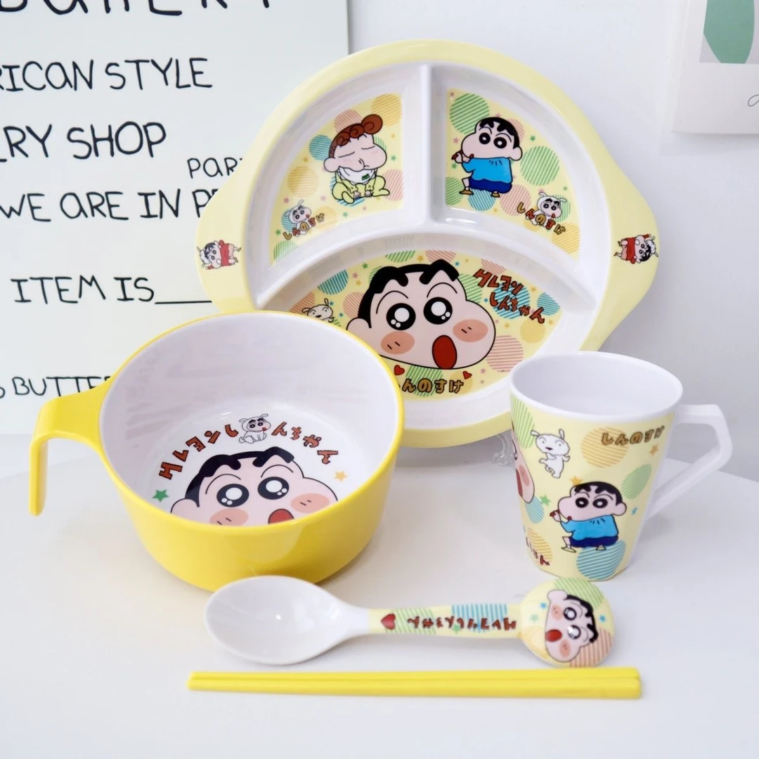 新款可爱学生餐具家用创意防烫吃饭碗耐摔幼儿园辅食分格餐盘水杯