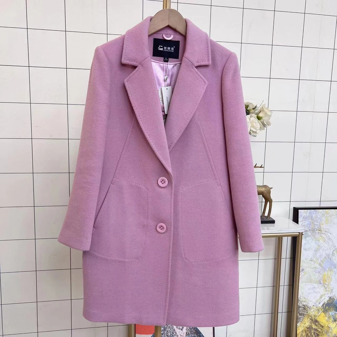 7230  秋冬洋气外套时尚气质遮肚显瘦长款加厚呢外套