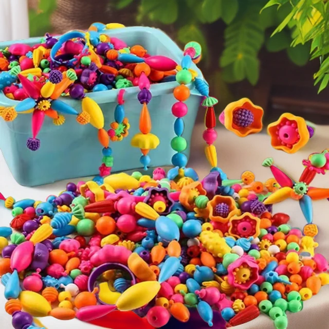 c儿童益智玩具手链穿珠无绳串珠百变波普珠小女孩手工DIY成品塑料