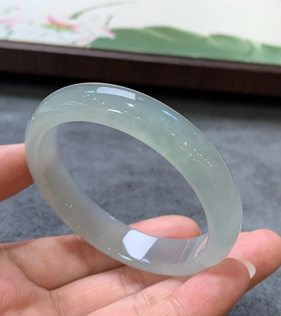 52.8圈口冰晴正圈手镯天然缅甸翡翠#0239