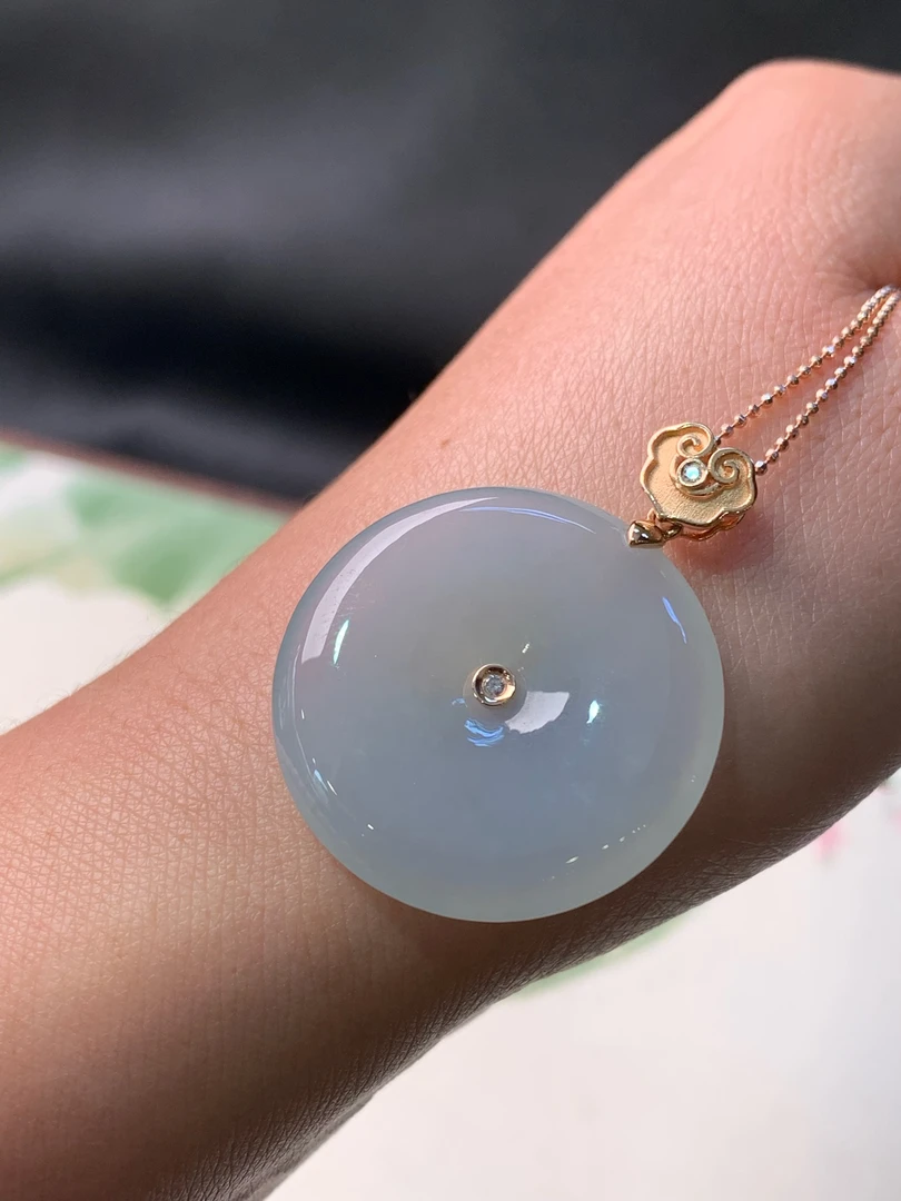 白冰平安扣天然缅甸翡翠吊坠#货号1268