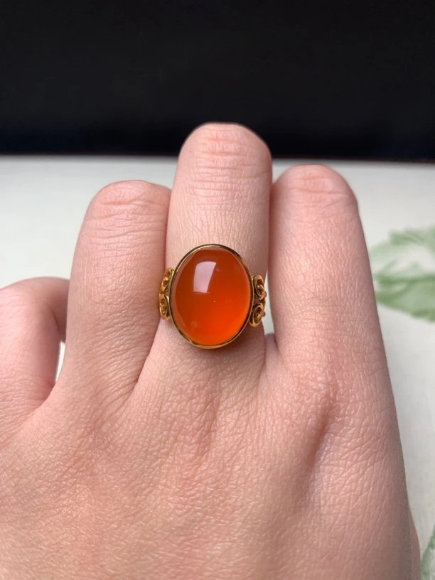 冰红南红玛瑙戒指#货号JZ04