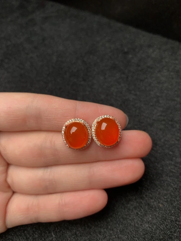南红玛瑙耳钉#货号ED44