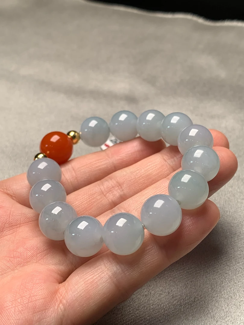 蓝水底色天然缅甸翡翠珠串#货号1338