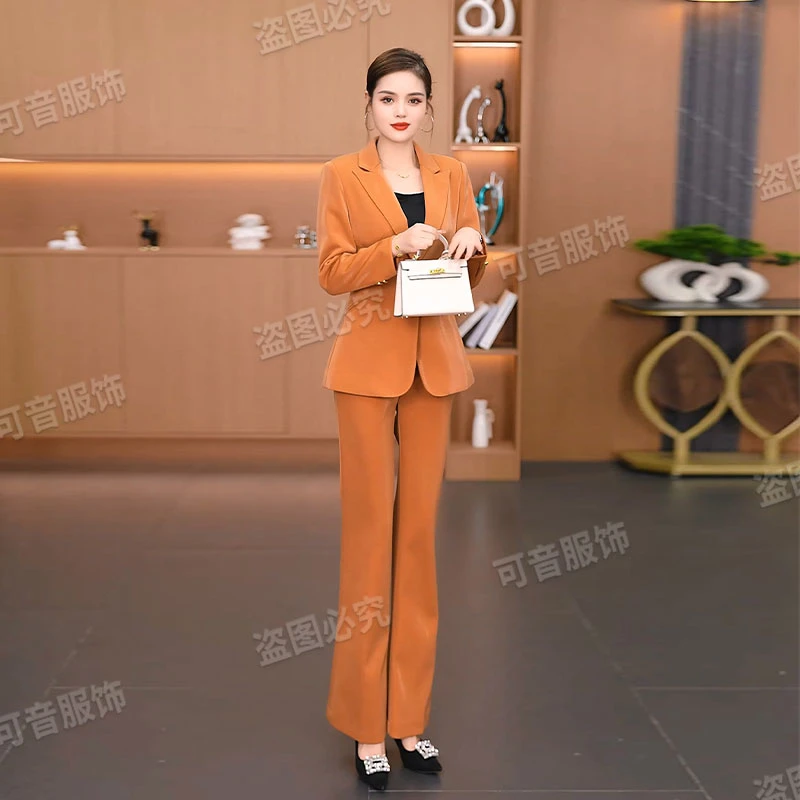 2506B（秋款上新）长袖女神范轻奢气质修身显瘦时尚洋气职业套装