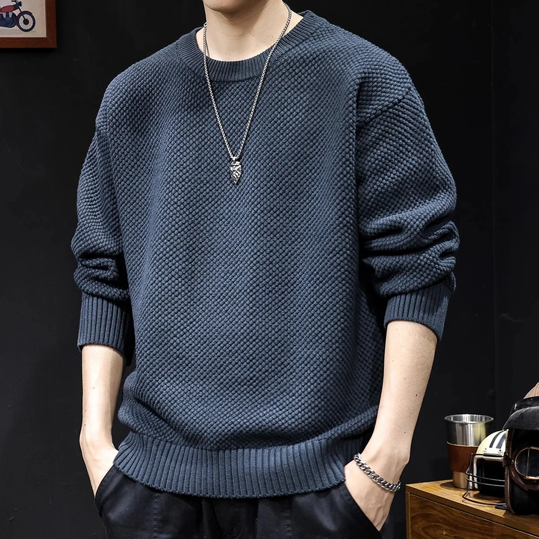 潮龛粗线重磅毛衣男冬季2024新款慵懒风针织潮牌宽松男士外套秋冬