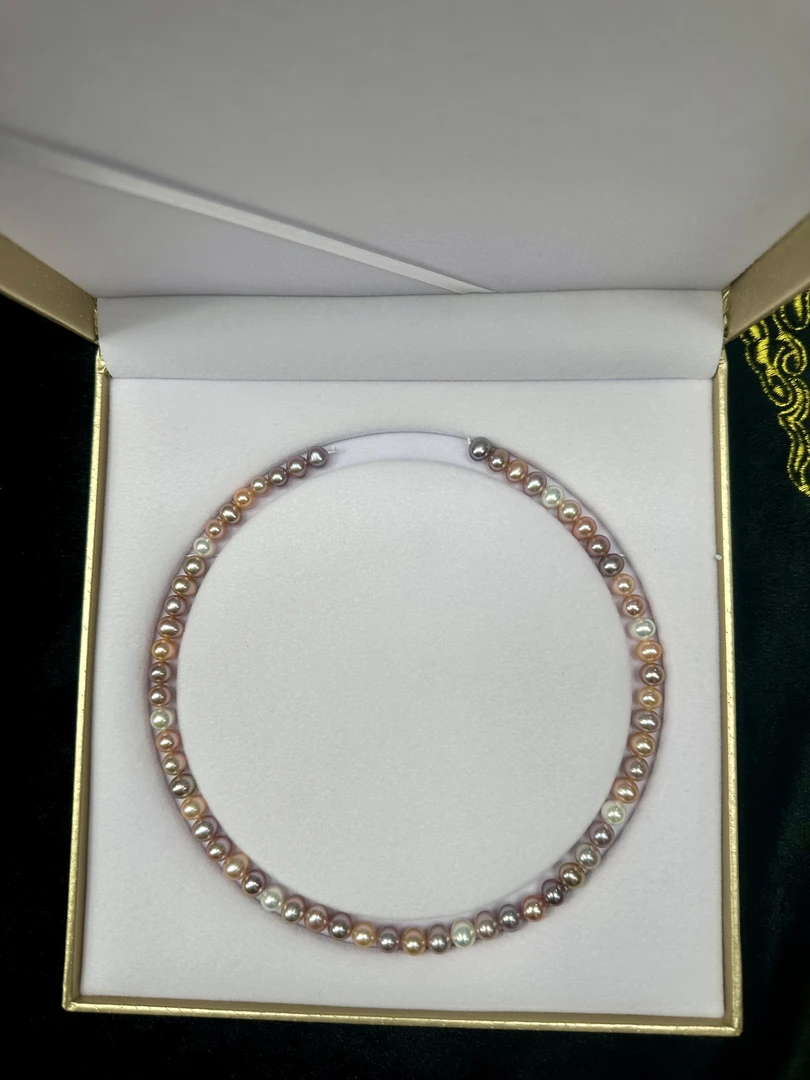 天然无核淡水珍珠糖果项链7-8mm 元宝扣银S925 简约优雅百搭