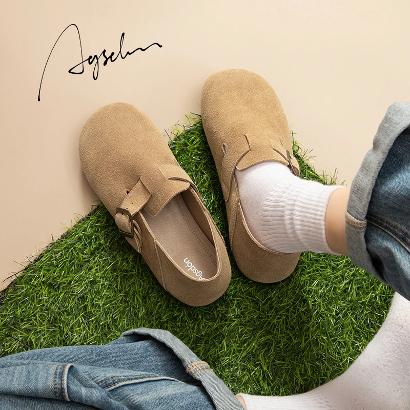 奥古狮登勃肯鞋女2025新款夏季全包平底懒人凉鞋女一脚蹬博肯单鞋