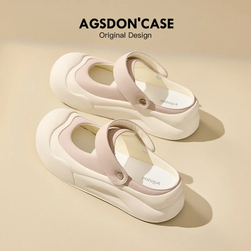 奥古狮登厚底休闲凉鞋女2025夏季新款拖鞋洞洞鞋玛丽珍运动小白鞋