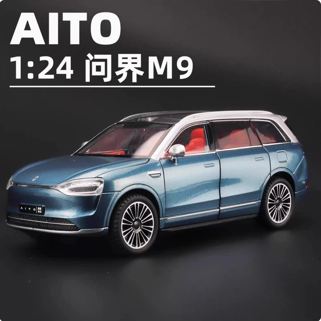 新能源问界m9合金仿真汽车模型大号声光车模多功能玩具车生日礼物