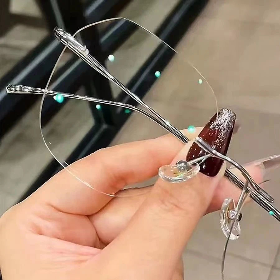 （新疆包邮）超轻斯文败类纯欲透明无框近视眼镜女有度数防蓝光素