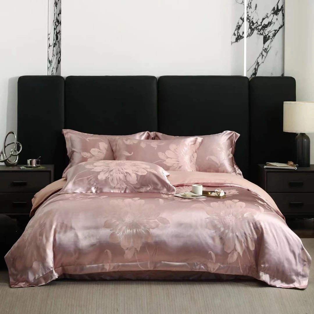 花韵  轻奢贡缎色织提花四件套透气亲肤四季款