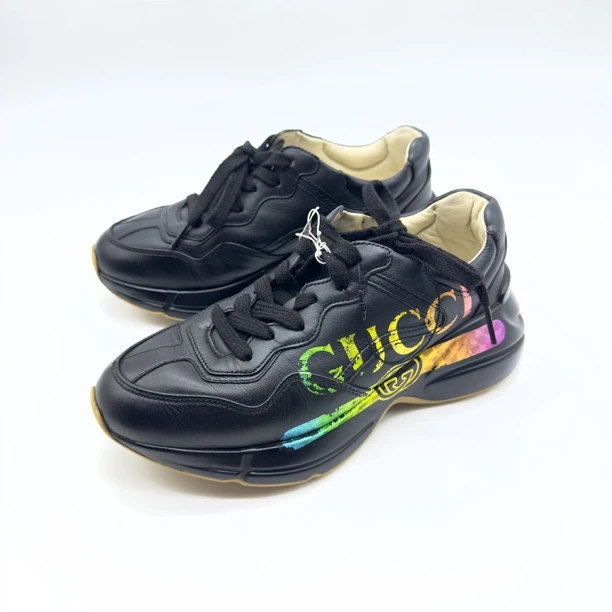 Gucci/古驰/黑色老爹鞋彩色腰带/女士35码/非全新
