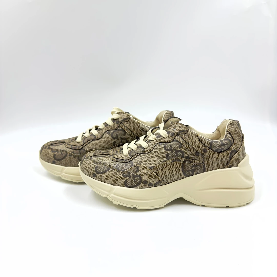闲置新/Gucci/古驰/棕色/时尚蛇纹复古低帮女款老爹鞋/35.5码