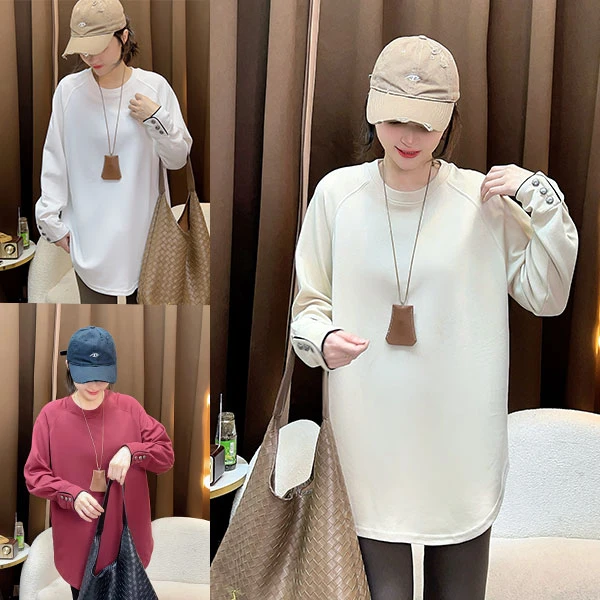 懒懒来了！百搭宽松加厚加绒卫衣t恤衫圆领遮肉显瘦韩版长袖上衣