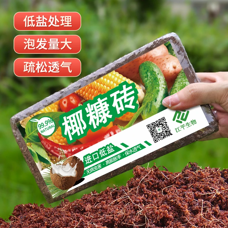 进口适用椰砖脱盐无虫养花种菜疏松透气锁水育苗扦插鲜花绿植花卉