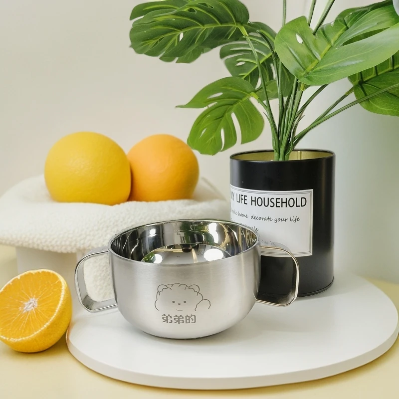 【下单送勺】316不锈钢碗儿童碗双层防烫吃饭碗餐具耐摔男孩女孩