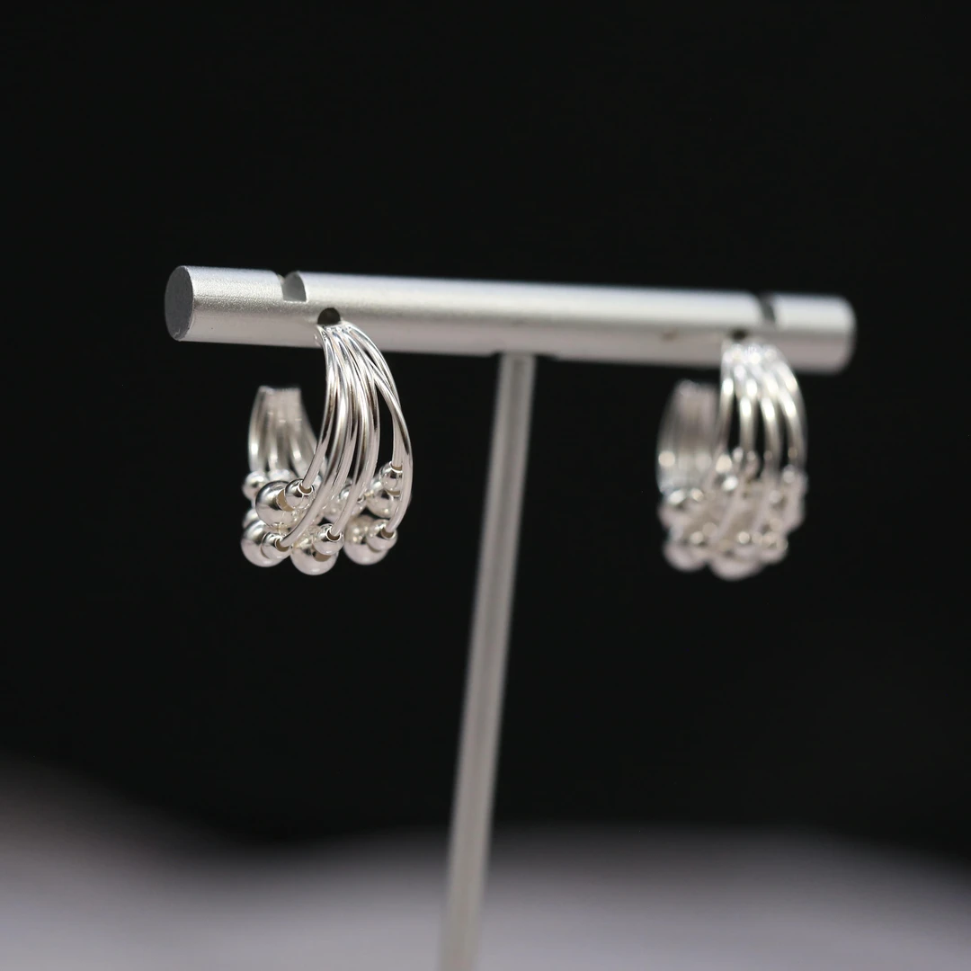 925银耳饰 秋冬新品韩式ins多层珠珠耳饰