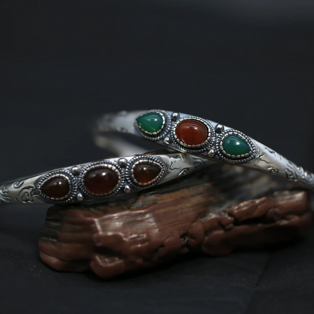 925银手镯 花纹复古手镯