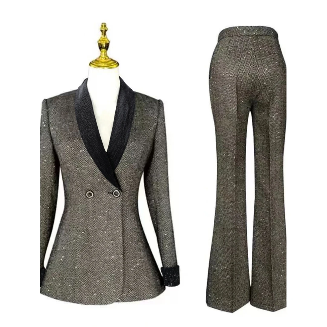 【6656套装-YR】2024秋季时尚西服女时尚气质总裁职业西装套大码