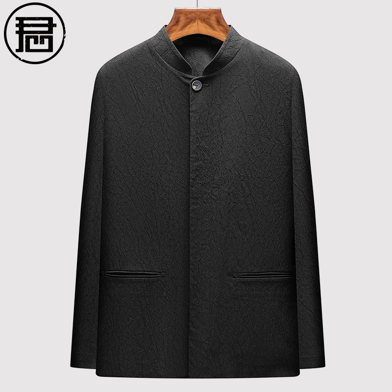 君子企鹅秋季夹克男装中青年中式立领复古休闲中山装外套中国风