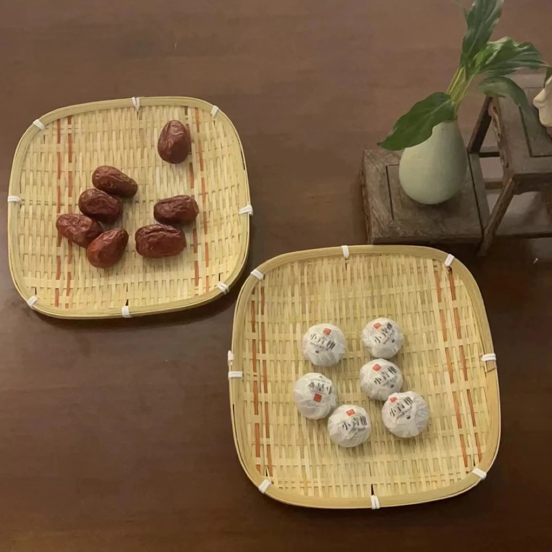 方形双色竹编小盘子23×23 发2个