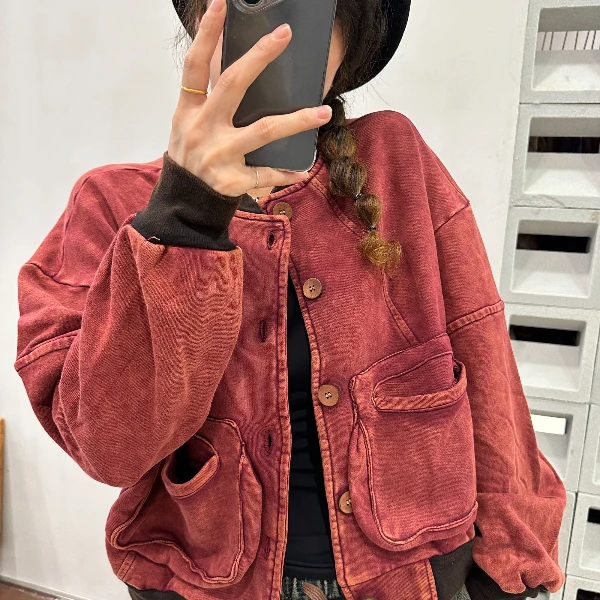 炒色立体口袋短外套040837