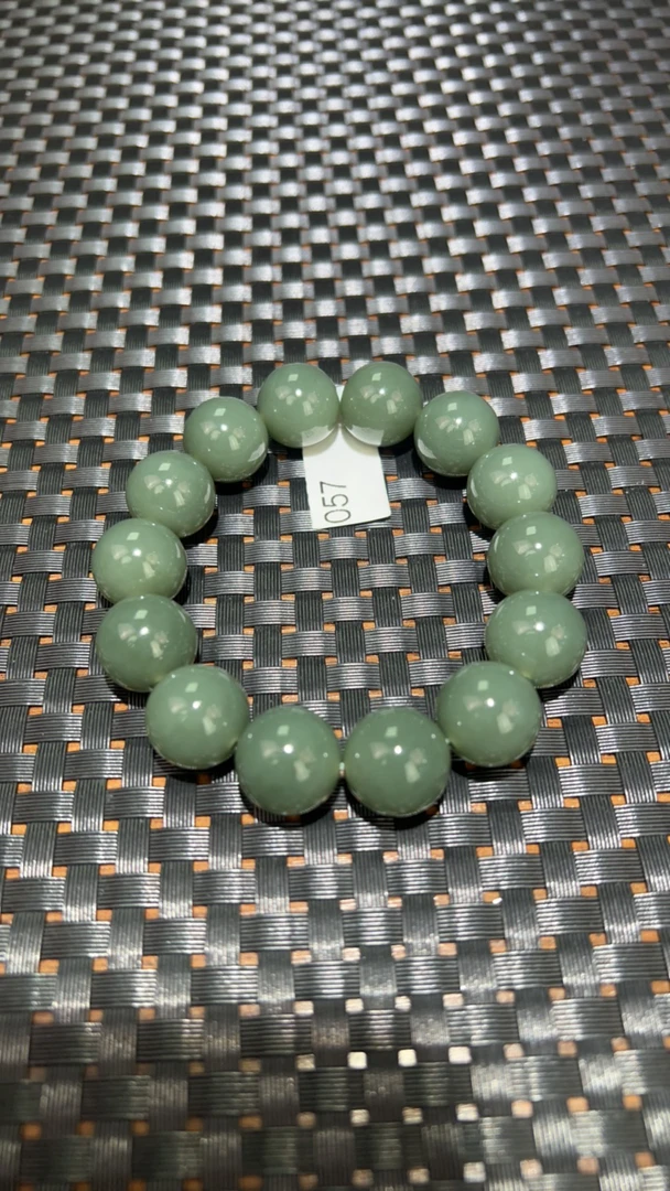 057俄料鸭蛋青瓷蓝16mm手串