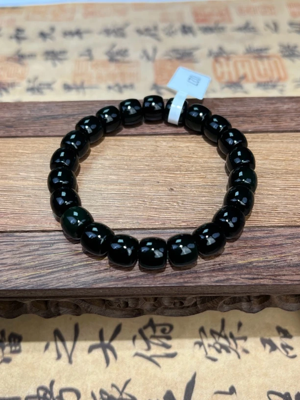 027新疆黑青玉9×10mm手串