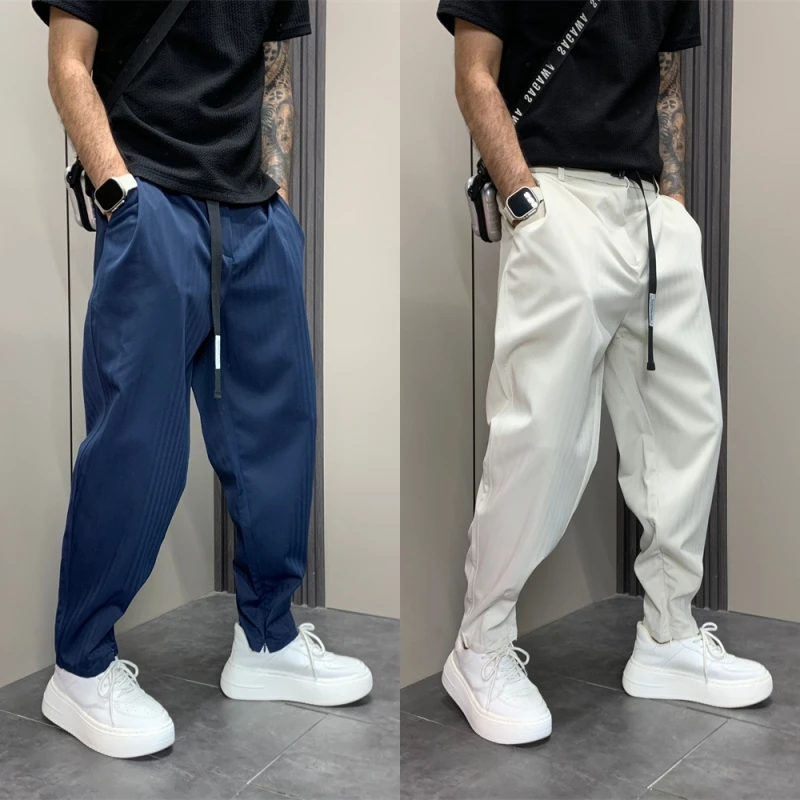 秋季新款简约风纯色休闲裤cleanfit风直筒裤高级休闲裤哈伦裤潮流