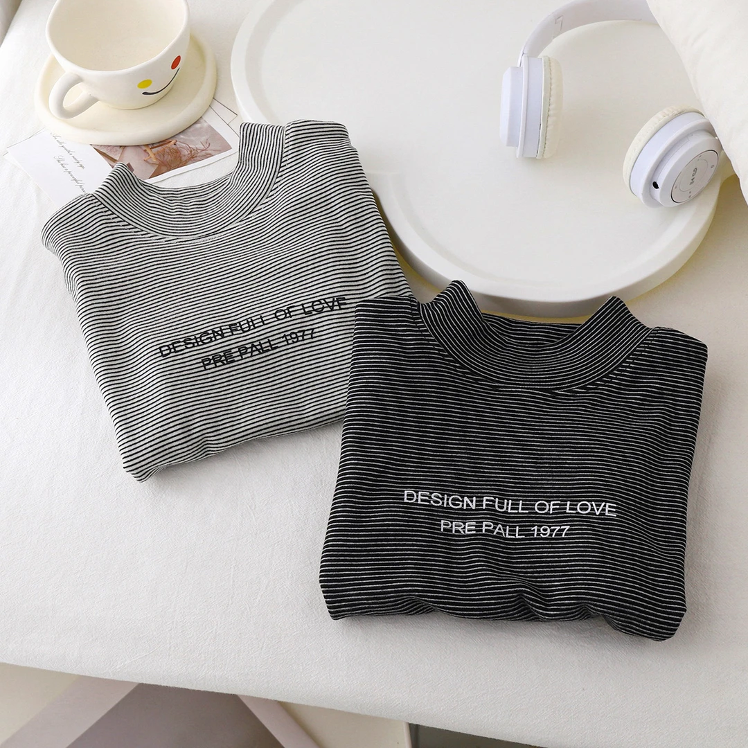 儿童春秋装新款男女童长袖T恤宝宝洋气简约打底衫小童条纹上衣