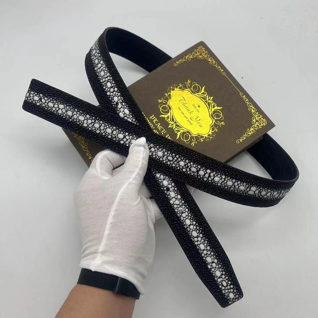 （单带条）3.8宽珍珠鱼纹+鳄鱼肚皮双面腰带礼盒装-玉