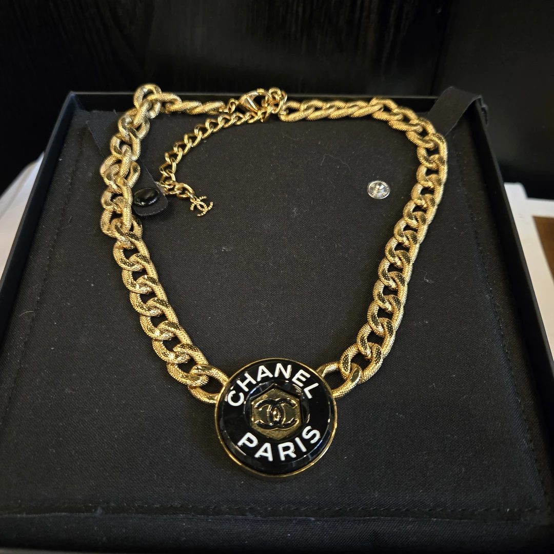 99新 Chanel/香奈儿 黑金24c游泳圈项链