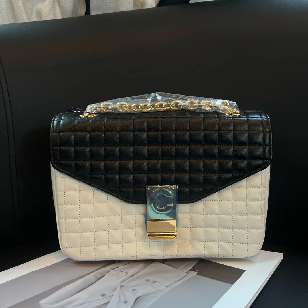 95新 Celine/思琳 黑白冰哥邮差单肩斜挎包