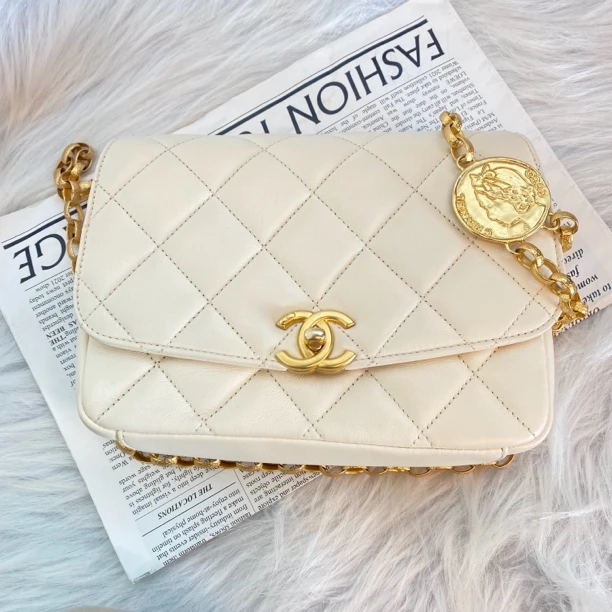 95新 Chanel/香奈儿 白金金币方胖子单肩斜挎包