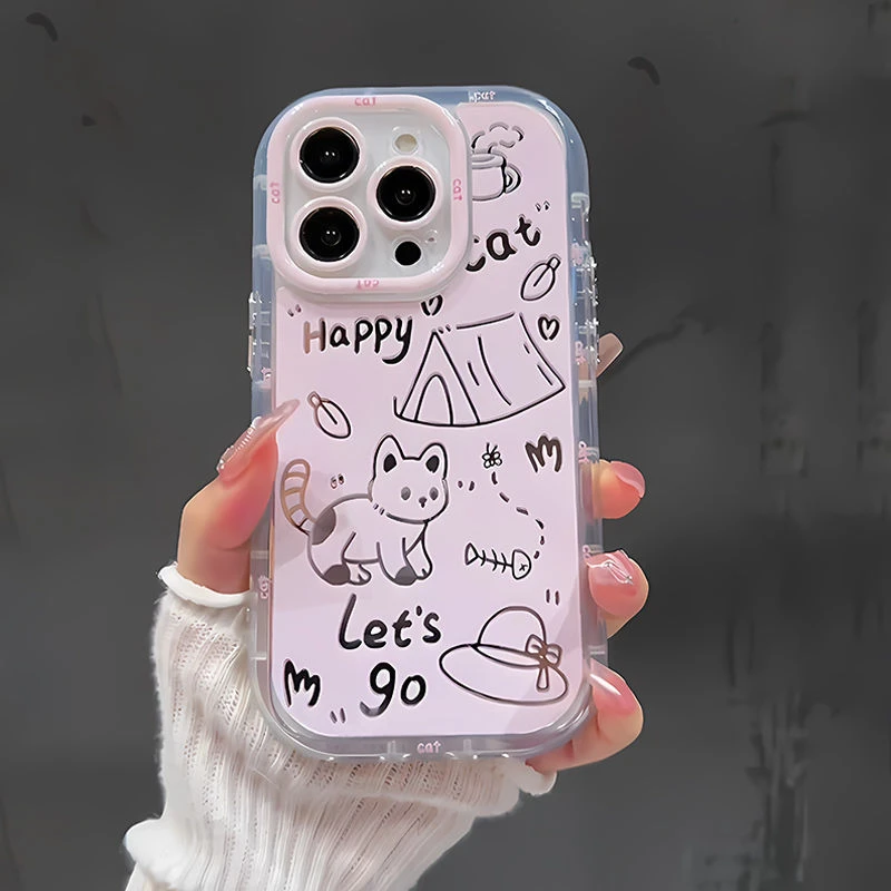 露营小猫适用苹果16/15/14Promax手机壳iPhone13/12/11新款xr女款