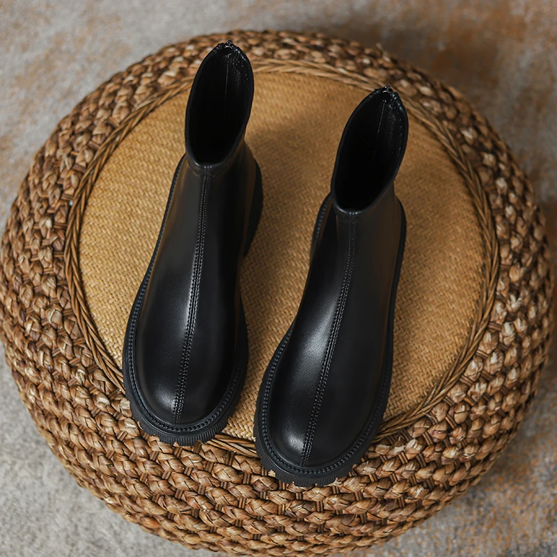 芸熙家内增高马丁靴2024新款英伦风秋季女靴薄款厚底透气中筒短靴