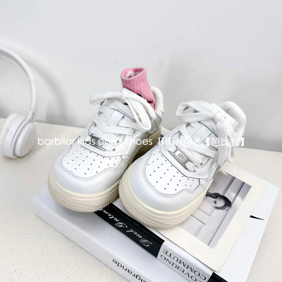 BARBILAR童鞋四季韩风单里百搭经典男女童学校白色板鞋儿童小白鞋