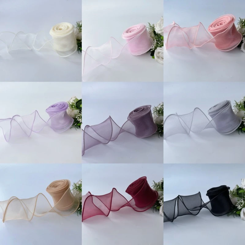 6cm鱼尾纱鲜花花束包装丝带礼物蛋糕装饰彩带手工diy蝴蝶结波浪纱