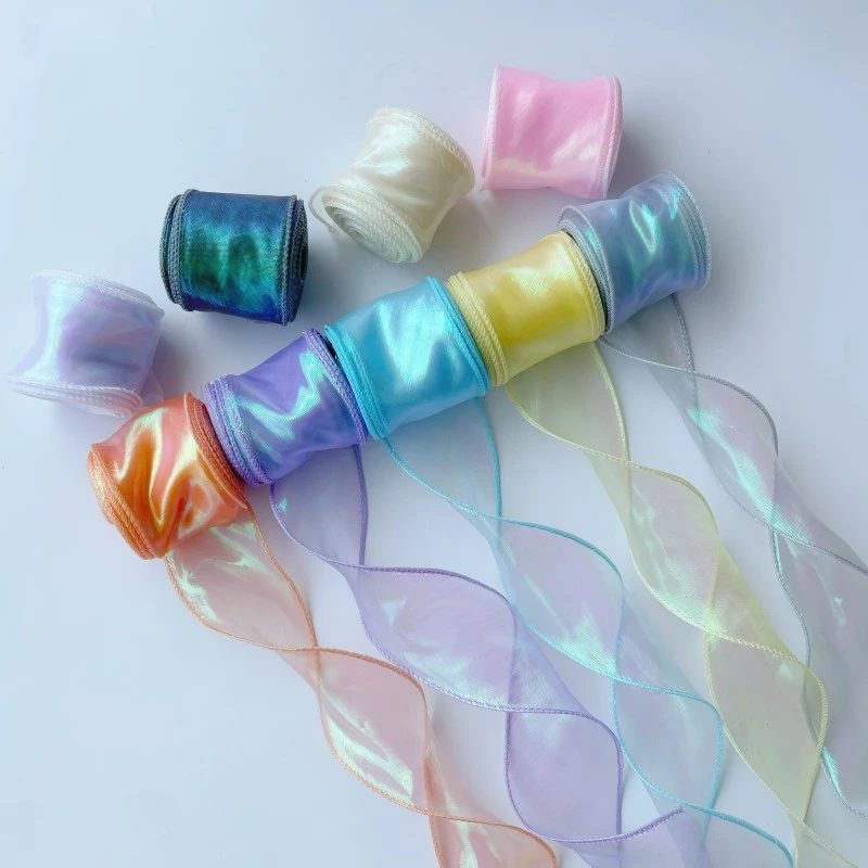 6cm幻彩鱼尾纱丝带鲜花包装材料手工diy礼品蛋糕装饰蝴蝶结彩带