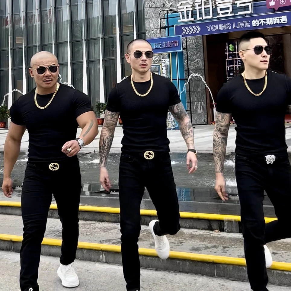 333款时尚简约纯色夏季高弹力体恤