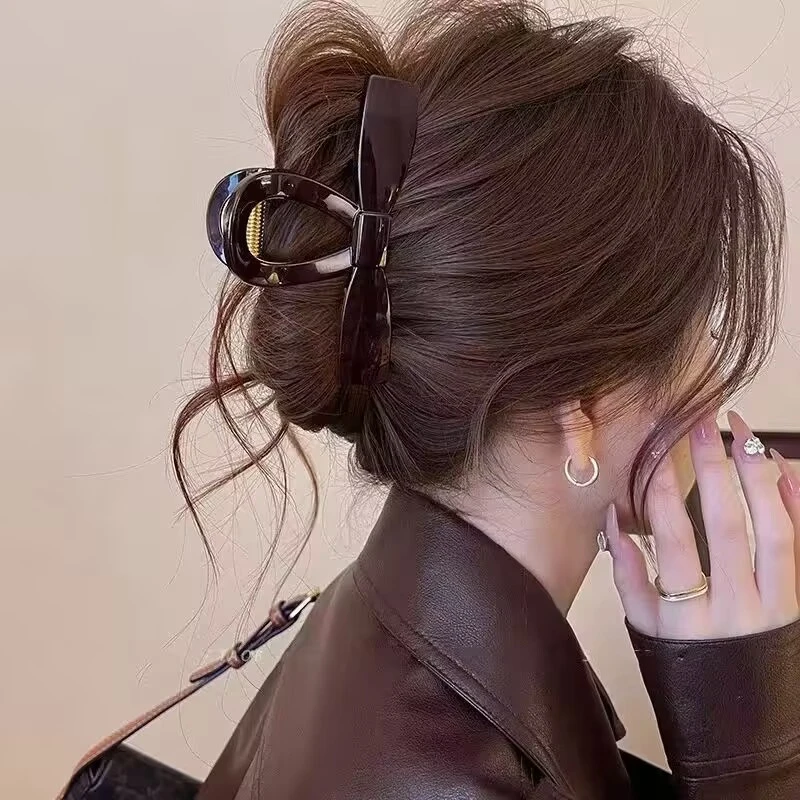 简约蝴蝶结抓夹大号发夹女2024新款盘发后脑勺秋冬高级感鲨鱼夹子