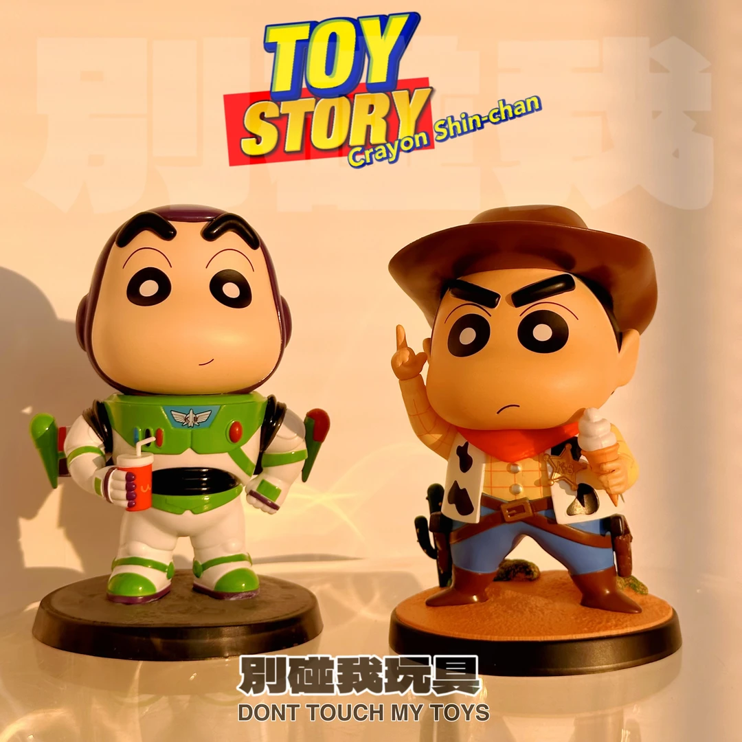潮玩GK蜡笔小新系列 牛仔胡迪巴斯小新 手办摆件玩具礼物 约18CM